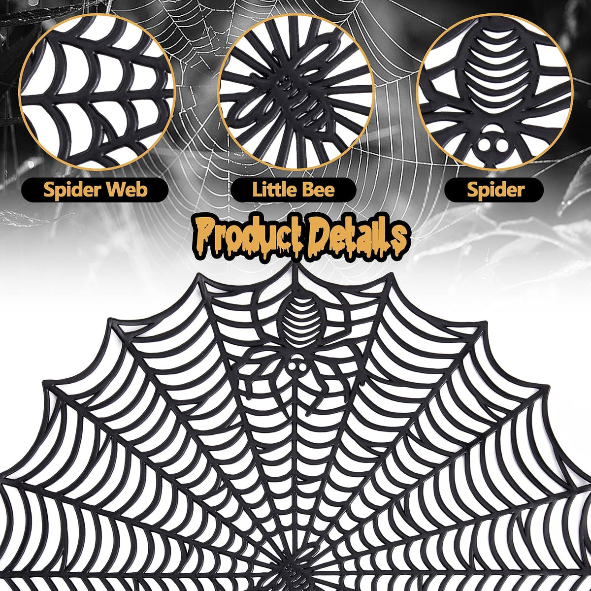 10 Pcs Halloween Spider Web Placemats, Hollow Spiderweb Coasters Placemat