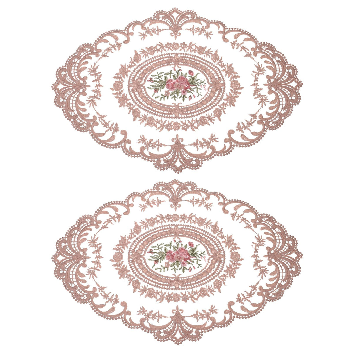 uxcell Retro Lace Placemat 12x16 Oval Embroidered Table Place 2Pack Gray