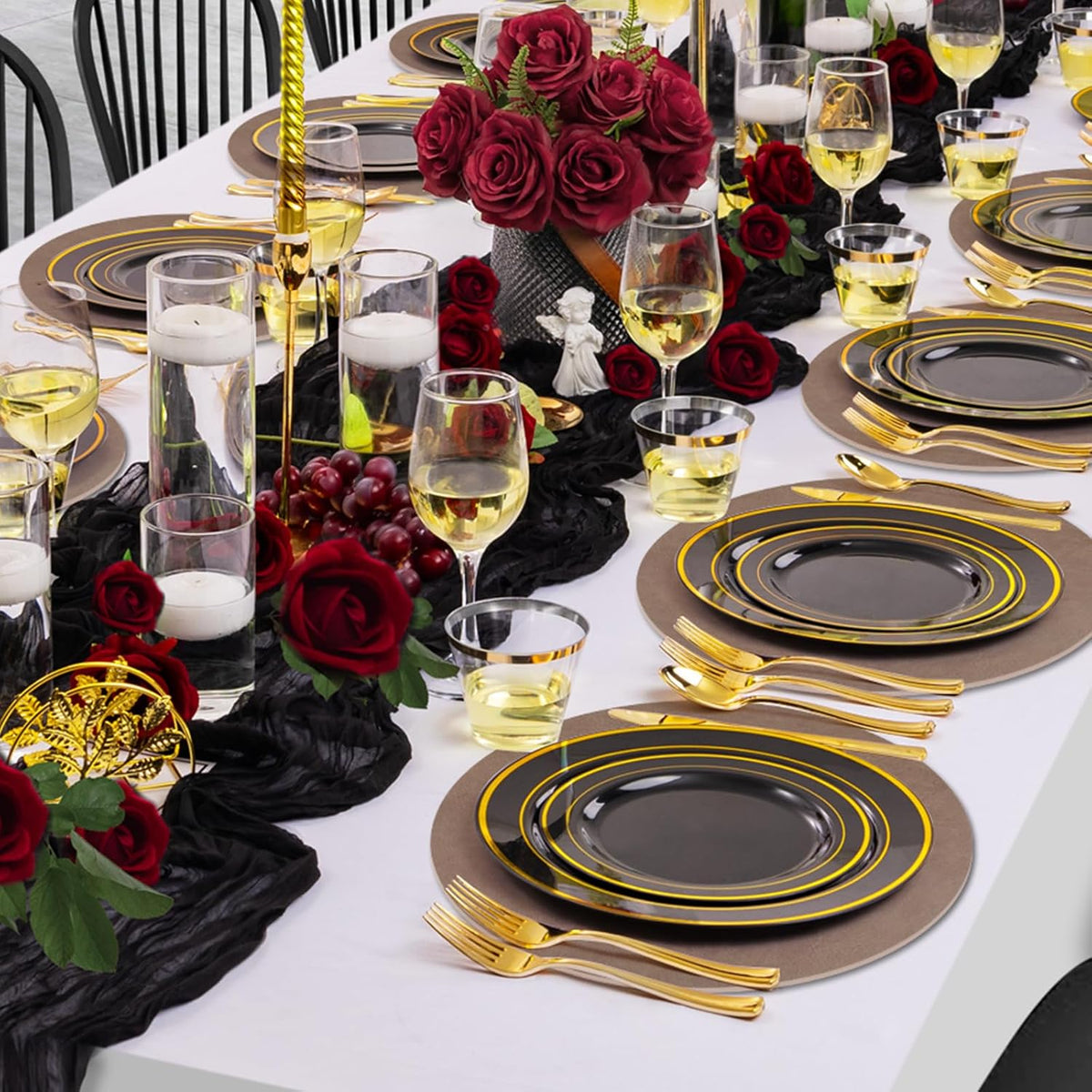 comfoyar Faux Leather Round Placemats with Coasters Set of 6, 13Inch Heat Resistant Dual-Sided Dark Brown Place Mats, Waterproof Washable Wipeable Table Mats for Kitchen Dining Party Table Decoration