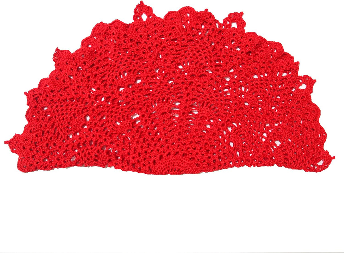 18 in to 20 in Doily Coasters Lace Tablecloth Doilies Handmade Crochet Placemat Women Vase Mat Kitchen Table Runner for Mother's Day Wedding (1PC, Red)