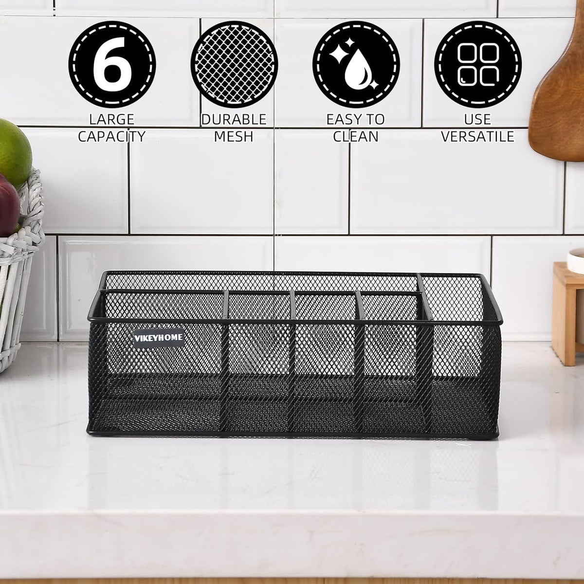 Paper Plate Organizer for Countertop, Black