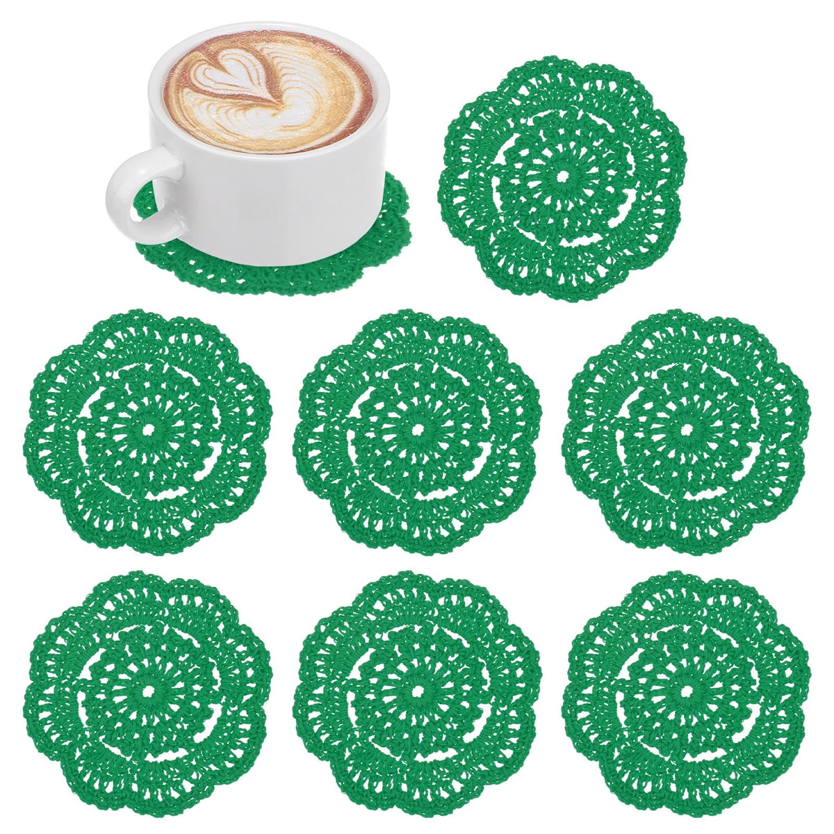 M METERXITY 8pcs Handmade Crochet Coasters 4"/10cm Round Light Pink