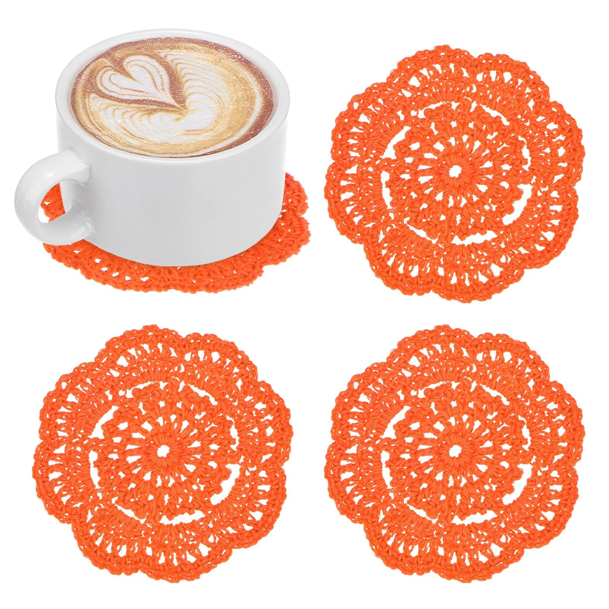M METERXITY 8pcs Handmade Crochet Coasters 4"/10cm Round Light Pink