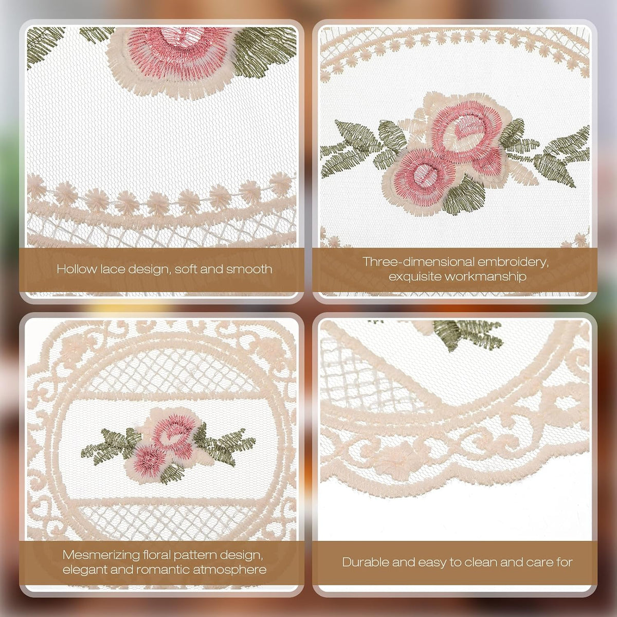 Mindsoft 12 Pcs Lace Placemats, Vintage Crochet Doilies for Tables