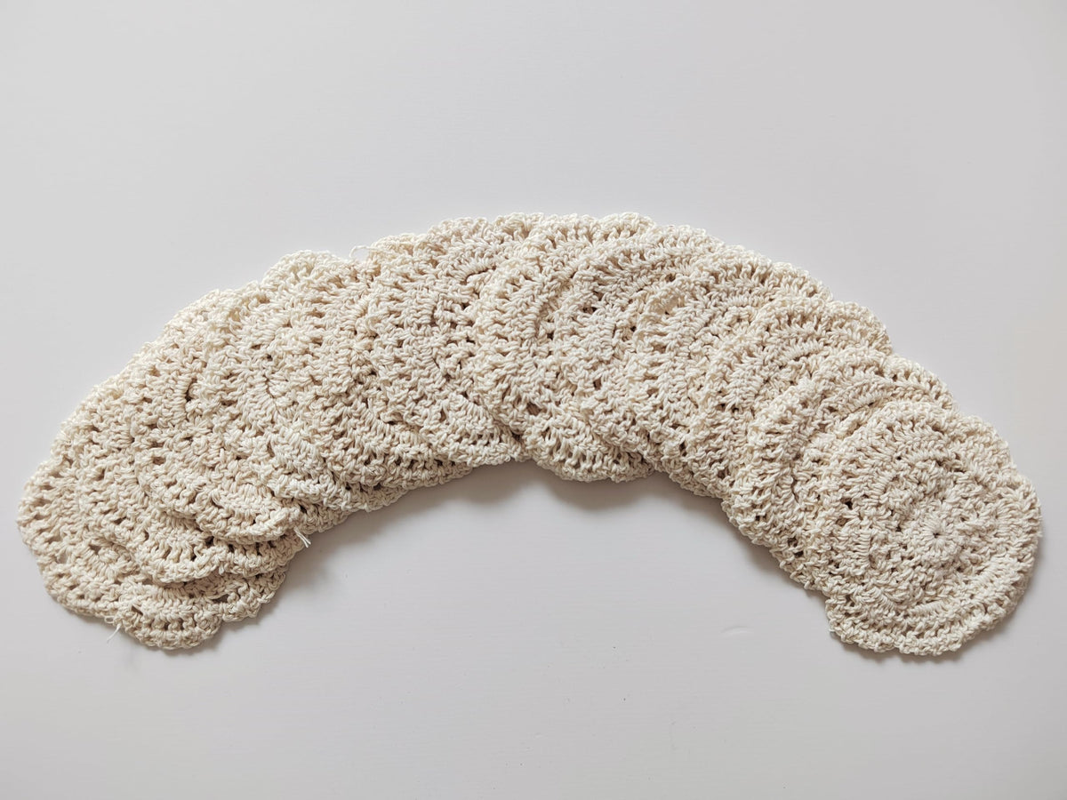 Ouyatoyu Doilies Cloth Lace Crochet Doilies Place Mats Round Handmade Cotton Placemats for Cups Coasters Glasses Small Doilies Cloth 4 Inch 12pcs