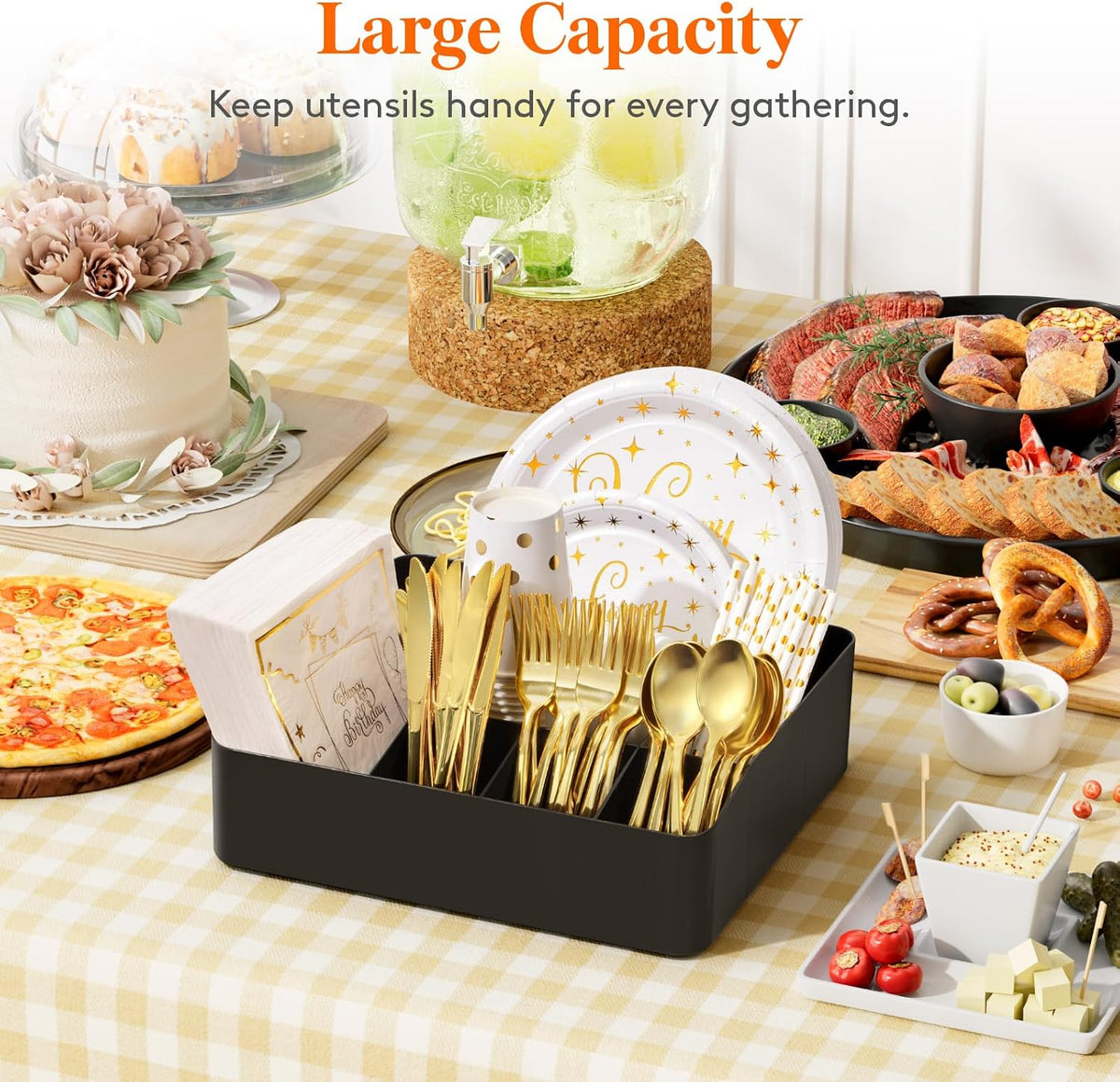 Lifewit Paper Plate Organizer Kitchen Countertop Party, Silverware Caddy
