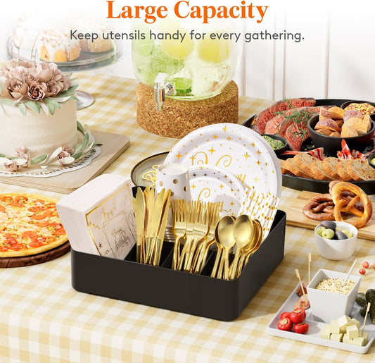 Lifewit Paper Plate Organizer Kitchen Countertop Party, Silverware Caddy