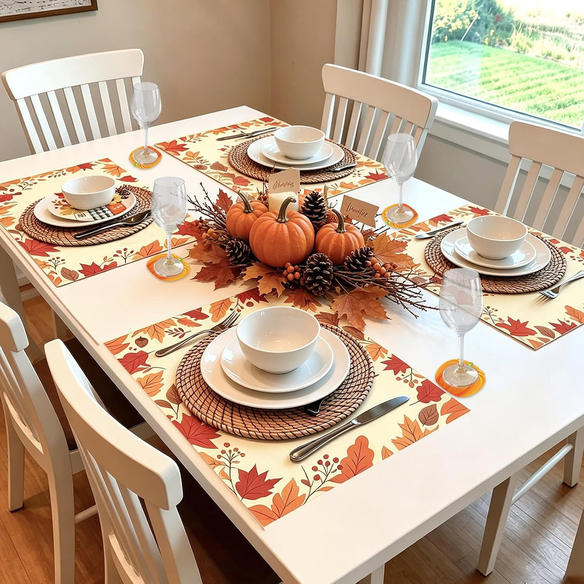 50Pcs Fall Paper Placemats, Autumn Pumpkins Disposable Placemats, 11 x 17 Inch Seasonal Thanksgiving Table Mats for Fall Party Kitchen Dining Thanksgiving Table Decoration
