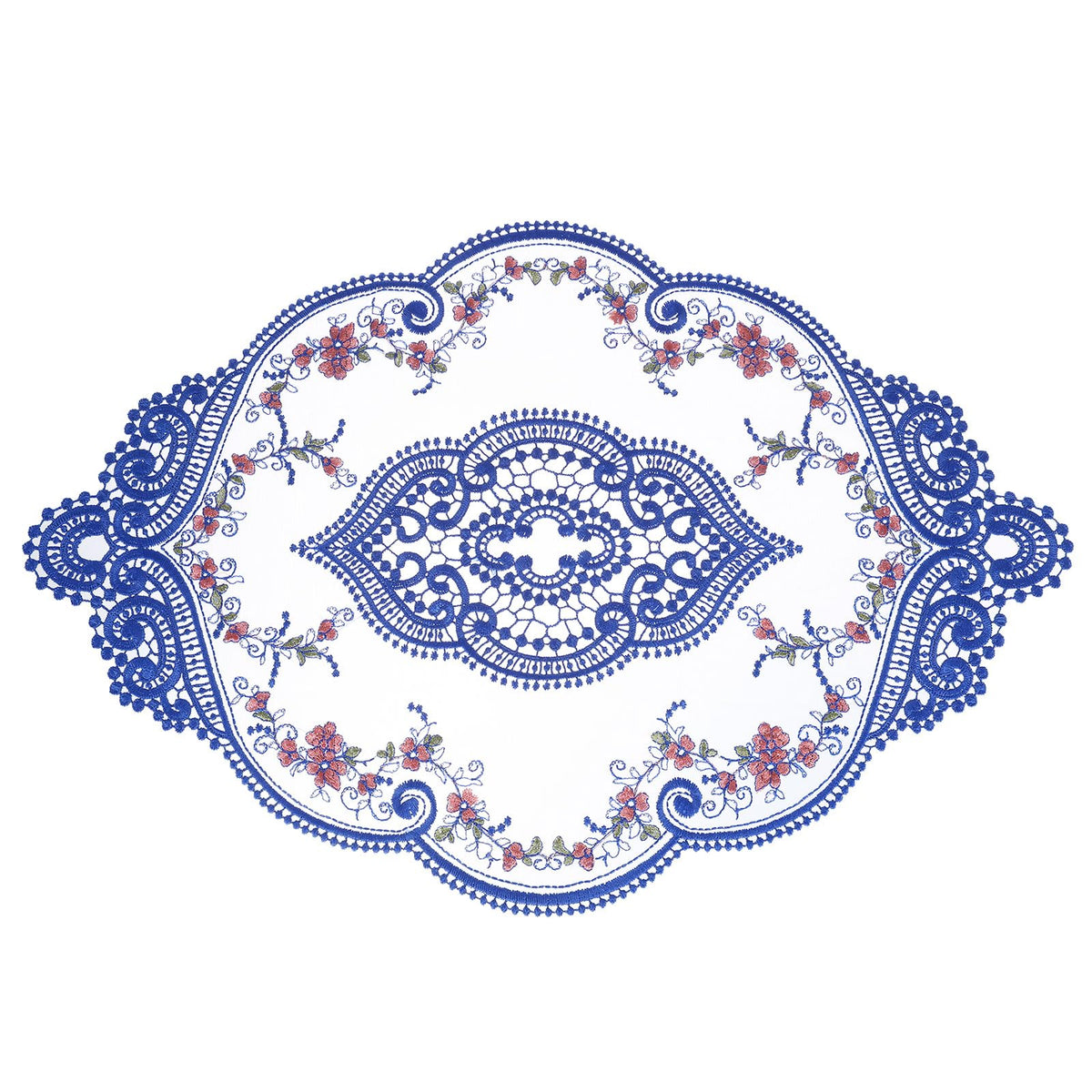 uxcell Retro Lace Placemat 12x17-in Oval Embroidered Table Place Mats French Crochet Doilies Coasters Cup Mat for Home Wedding, Dusty Rose