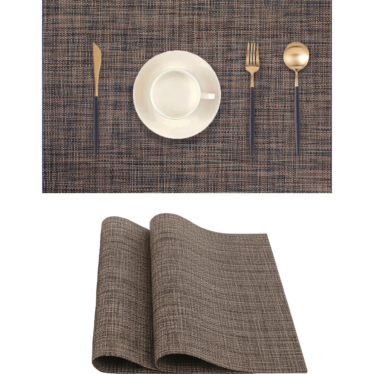 Frame Gold Placemats Set of 2 - Heat-Resistant, Non-Slip Table Mats