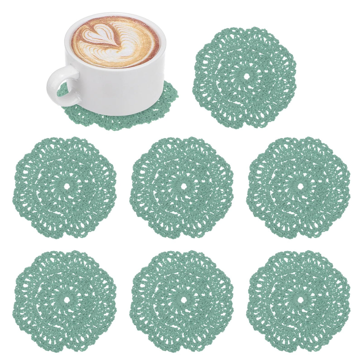 M METERXITY 8pcs Handmade Crochet Coasters 4"/10cm Round Light Pink