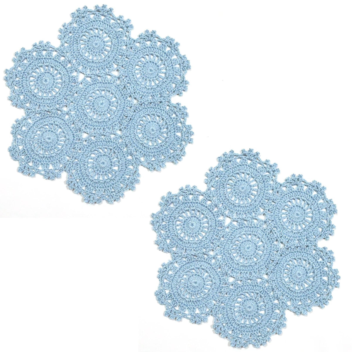 2PCS 10 Inch Sunflower Crochet Place Mats Lace Doilies Coasters Handmade Round Spliced Sunflower Table Cup Mats Easter Mother's Day Decoration,Red