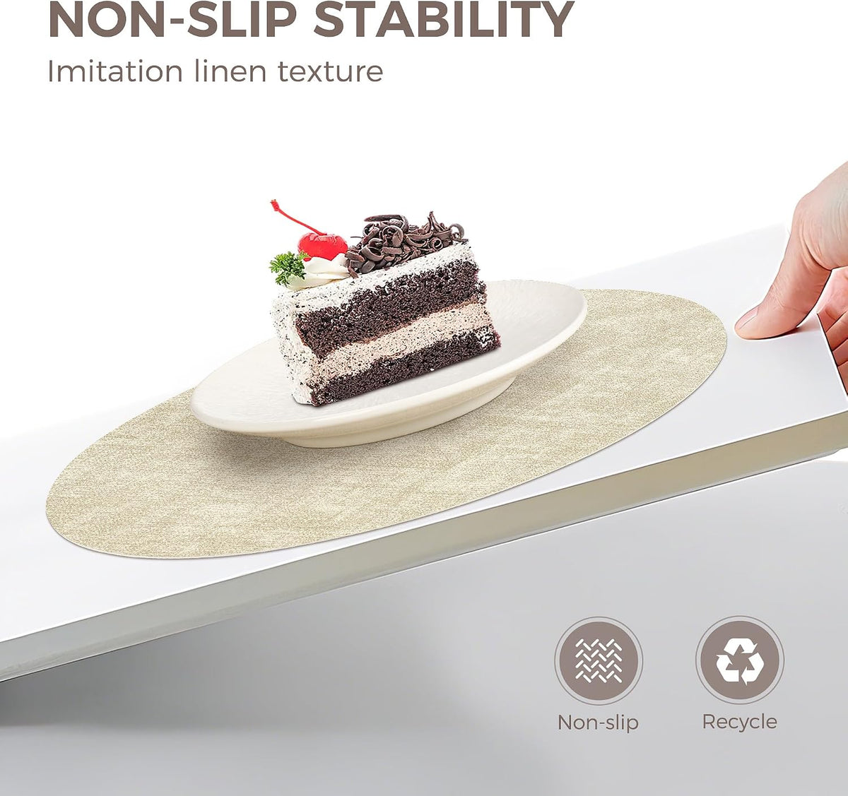 NCUE 13" Faux Leather Round Placemats Set of 6, Reversible Dual-Color