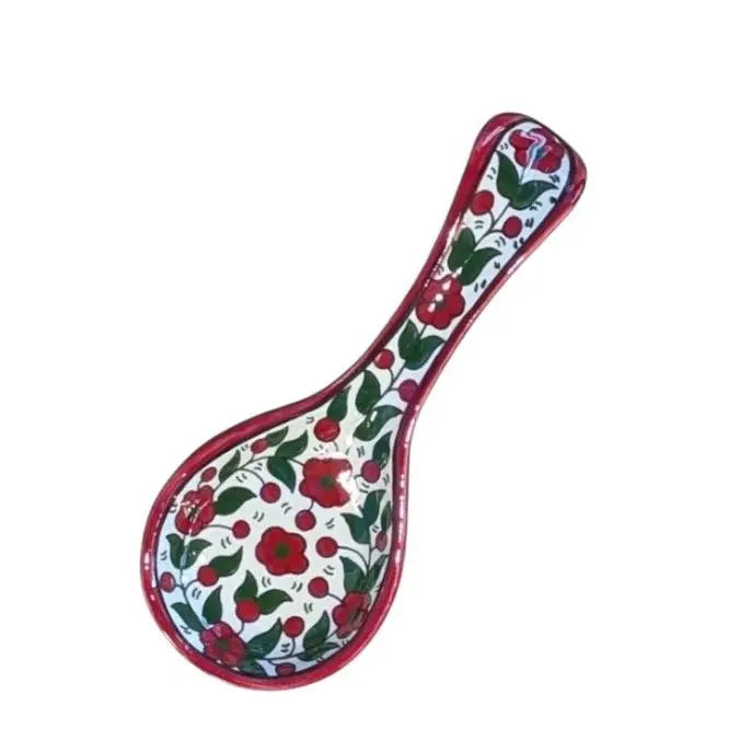 AlQuds Orchard Large 9-inch Spoon Rest Handcrafted in Al-Khalil Palestine Traditional Tableware Cutlery for Dining Enthusiasts