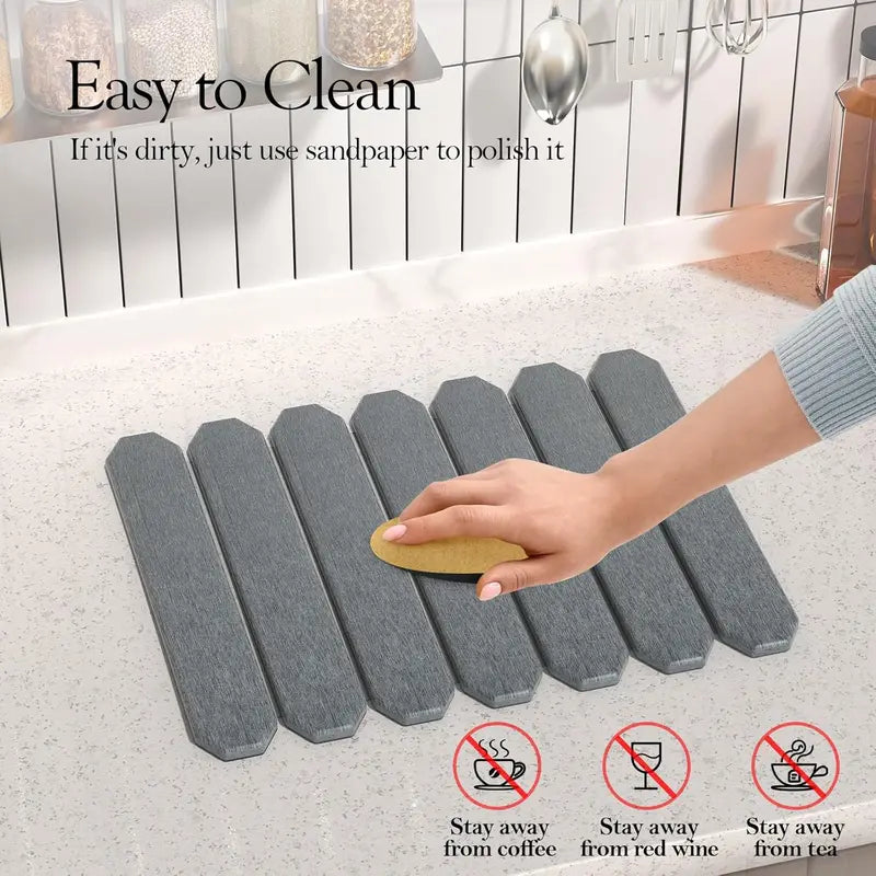 Msercuor Home Essentials 2 Pack Stone Dish Drying Mat, Diatomaceous Earth Quick Dry Mat for Kitchen Counter, Collapsible