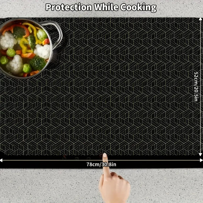 1pc Extra Large 30.8"x20.5" Durable Indoor Silicone Induction Cooktop Mat - Cuttable, Anti-Scratch Guard, Heat-Resistant, Non-Slip, Easy-Clean, Food-Safe Stove Protector for Cooktops, Microwaves, Coasters