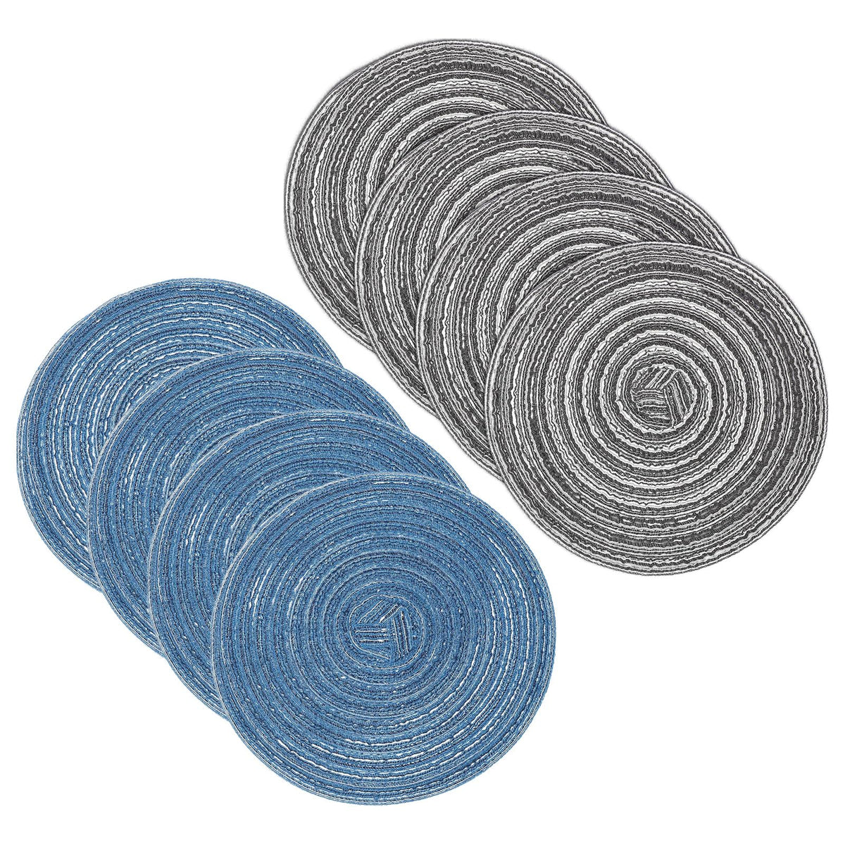 uxcell 8 Pcs Round Woven Placemats, 4.3 Inch Braided Washable Placemat Heat Resistant Decorative Place Mat for Kitchen Dining Table Countertop, Coffee/Khaki