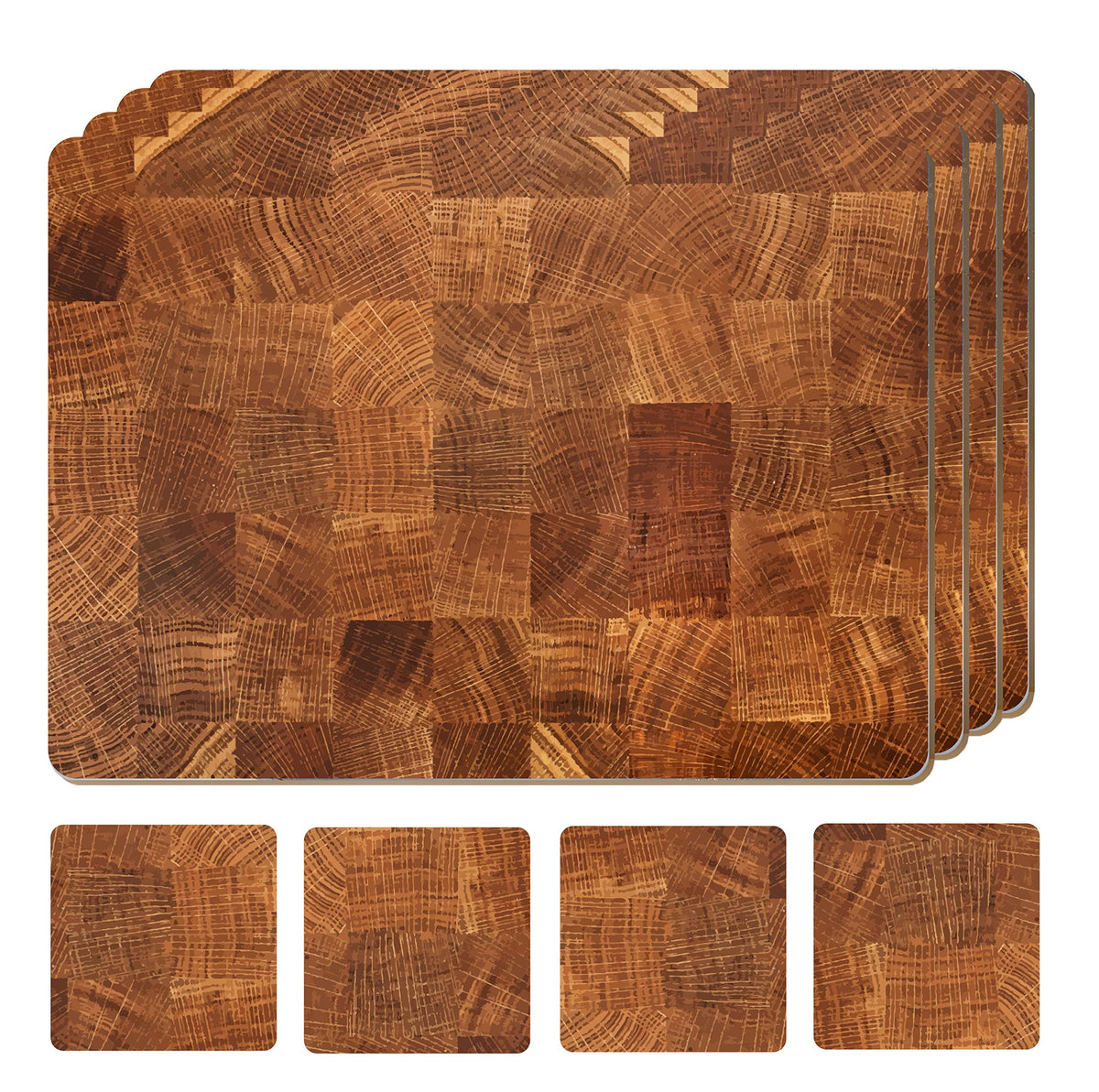 Set of 4 Heat Resistant Cork Placemats for Dining Table with Free Set of 4 Matching Drink Coasters Marble Design 16 x 12 Inches Cork Backed Hard Placemats (Black & Gold)