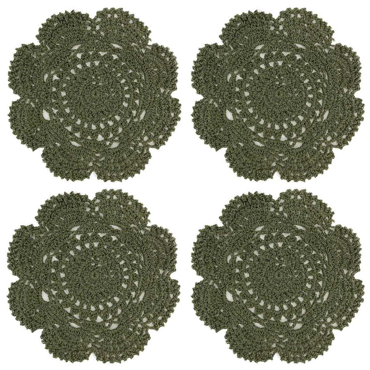 Phantomon 8 Inch Doilies Crochet Round Lace Doily Handmade Placemats 100% Cotton Crocheted Coasters, Pack of 4 (Burgundy)