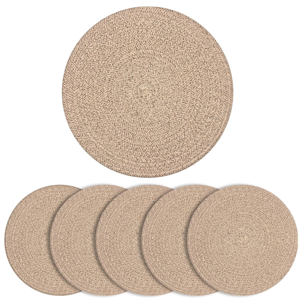Round Woven Cotton Placemats Set of 4, Thick Braided Rope Table Mats, 13 Inches Non Slip Heat Resistant Place Mats, Farmhouse Boho Circular Hot Pads for Kitchen, Dining Table Decor (Blue 4 pcs)