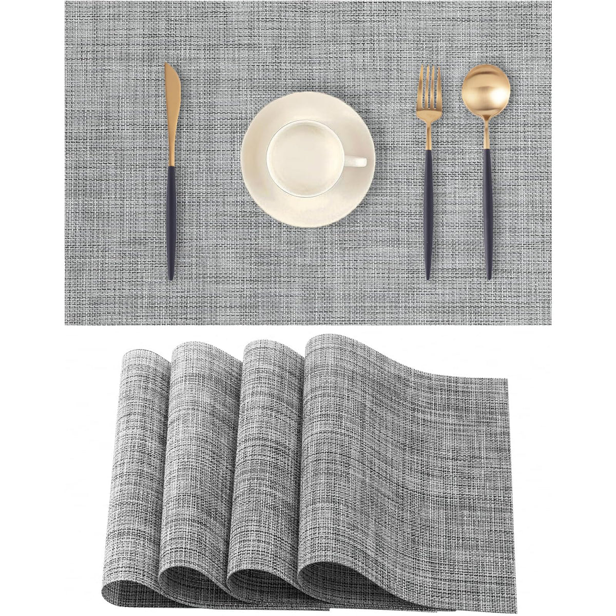Frame Gold Placemats Set of 2 - Heat-Resistant, Non-Slip Table Mats