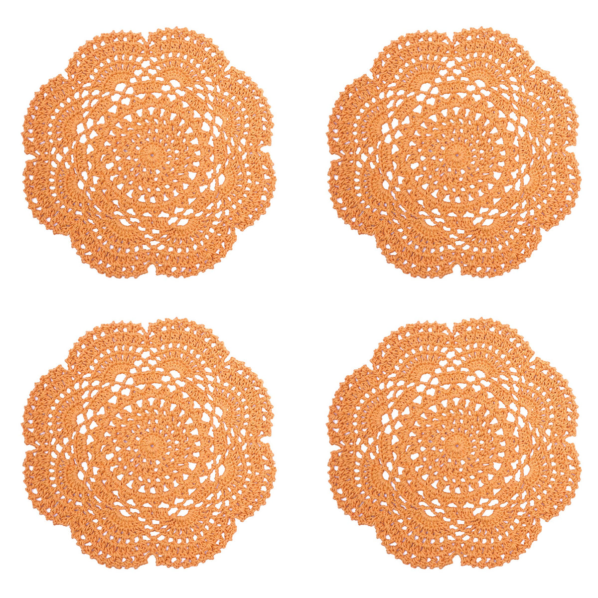 Phantomon 8 Inch Doilies Crochet Round Lace Doily Handmade Placemats 100% Cotton Crocheted Coasters, Pack of 4 (Burgundy)