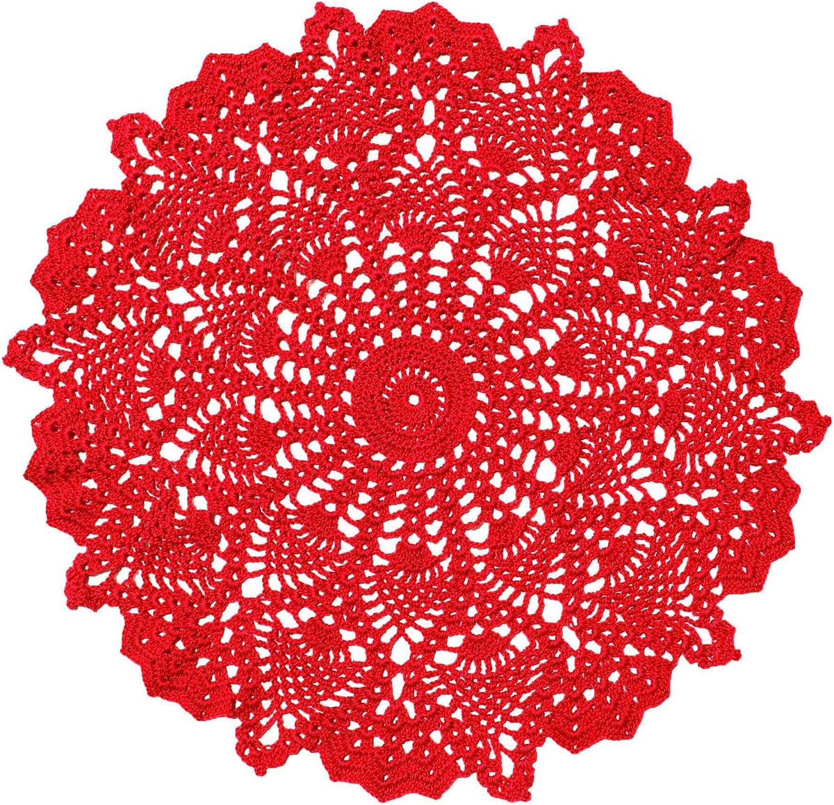18 in to 20 in Doily Coasters Lace Tablecloth Doilies Handmade Crochet Placemat Women Vase Mat Kitchen Table Runner for Mother's Day Wedding (1PC, Red)
