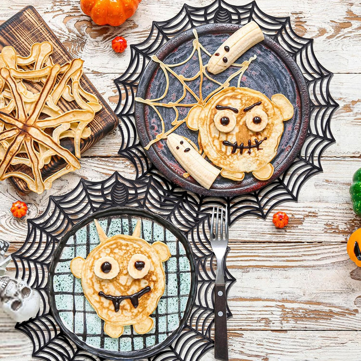 10 Pcs Halloween Spider Web Placemats, Hollow Spiderweb Coasters Placemat