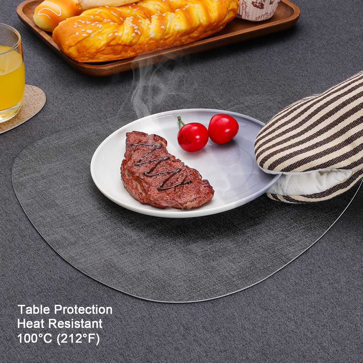 Faux Leather Placemats Set of 4, Dual Sided with Drink Coasters
