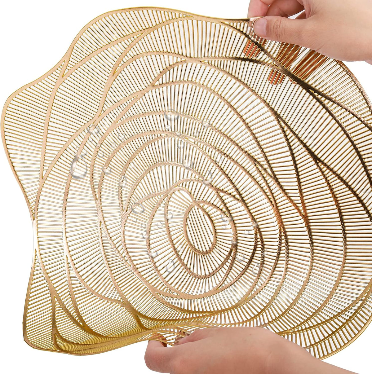Lyellfe 20 Pack Gold Pressed Vinyl Placemats, 15 Inch Metallic Non-Slip