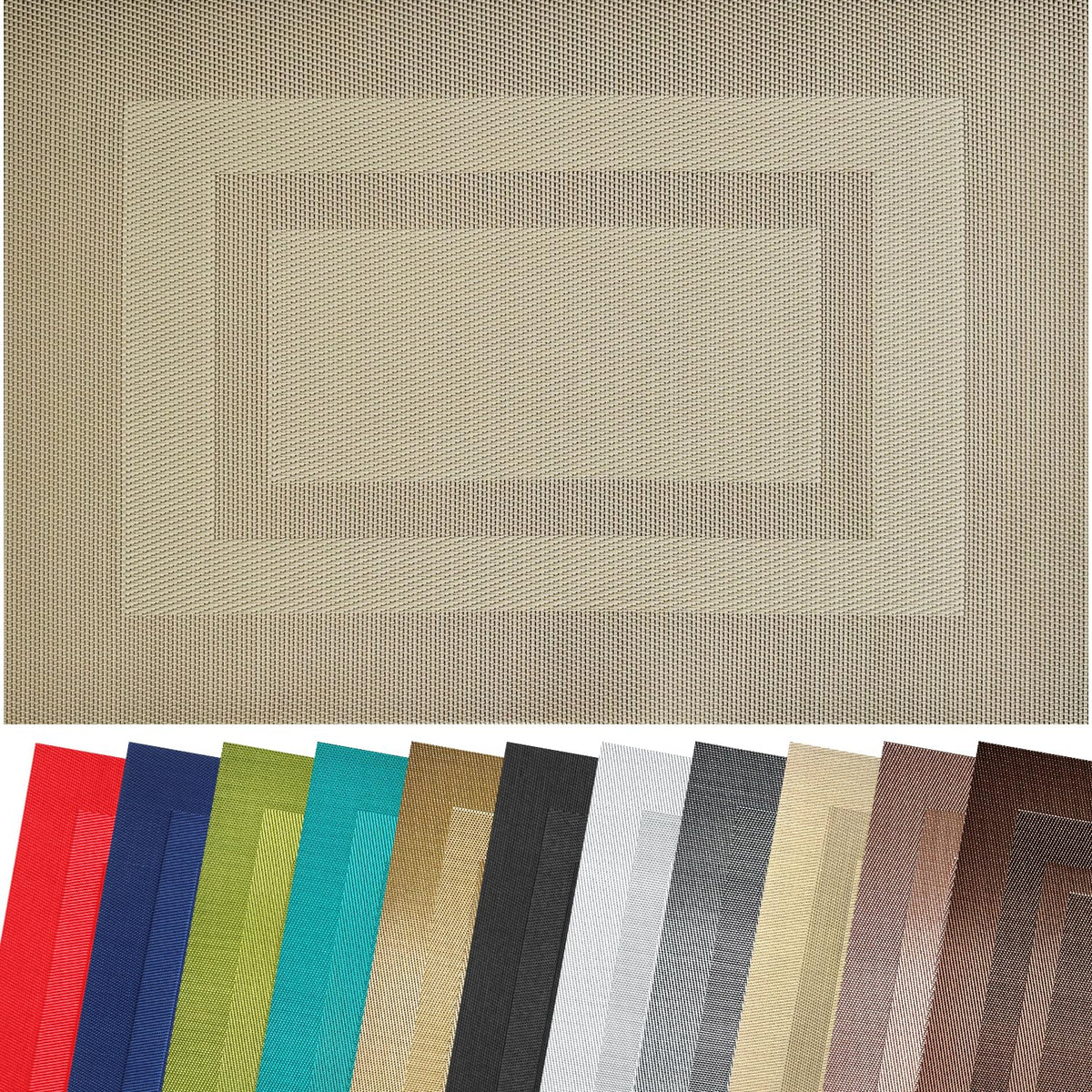 PIGCHCY Beige Placemats Set of 4 Vinyl PVC Durable Place Mats for Dining Table,Heat Resistant Non-Slip Woven Tabel Mats (18x12 inches, Beige)