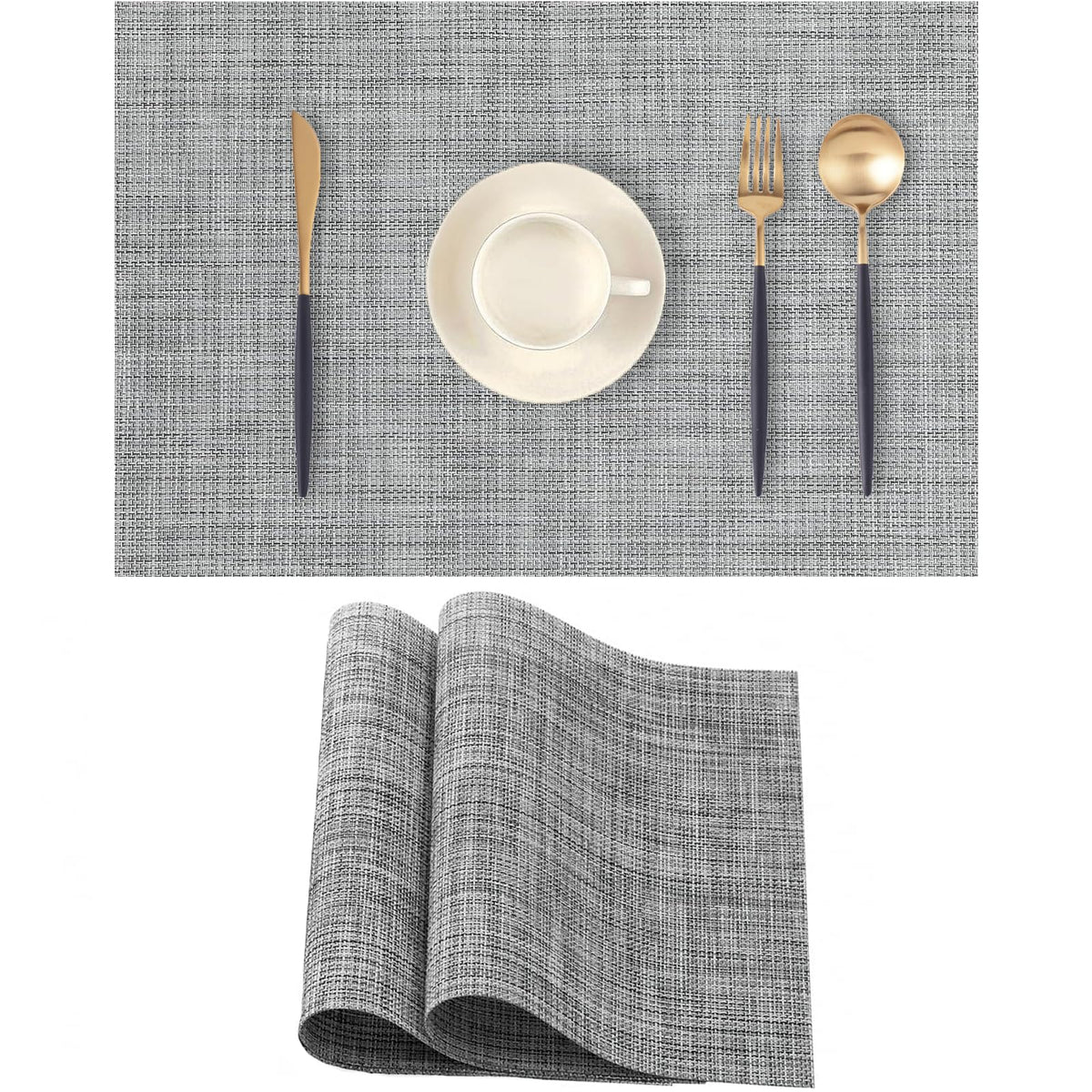 Frame Gold Placemats Set of 2 - Heat-Resistant, Non-Slip Table Mats