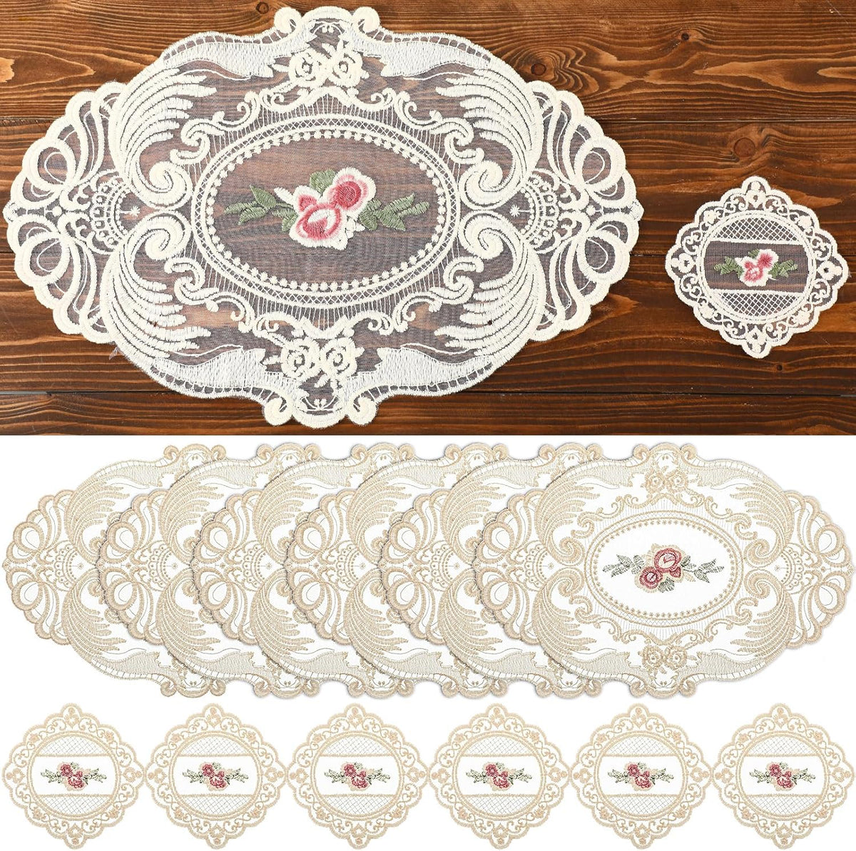 Mindsoft 12 Pcs Lace Placemats, Vintage Crochet Doilies for Tables