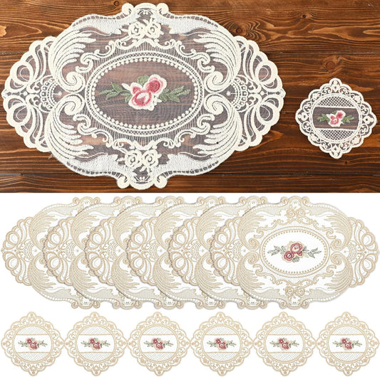 Mindsoft 12 Pcs Lace Placemats, Vintage Crochet Doilies for Tables