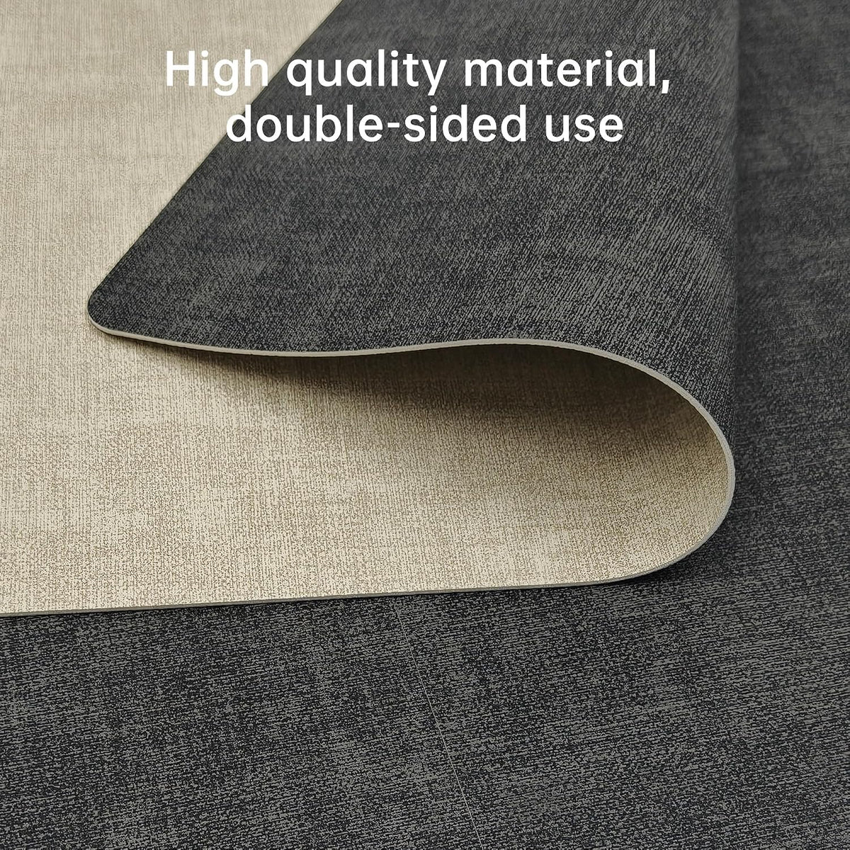 KitchenBoss Placemats Set and Coasters Set of 6, Anti-Slip Dining Table Mats, Wipeable Waterproof Heat Resistant Double-Sided Place Mats for Dining Tables and Desks, Dark Grey (Beige and Dark Gray)