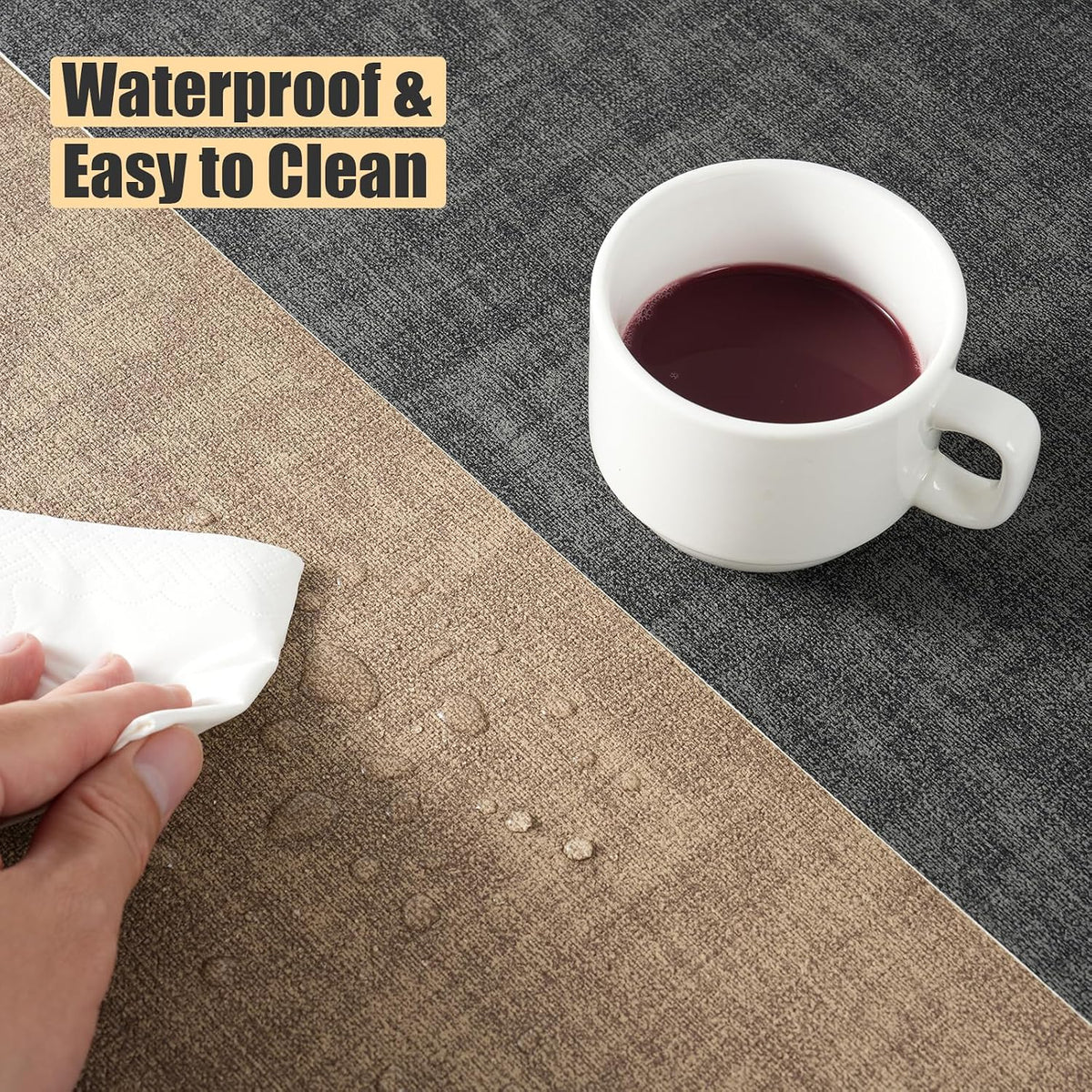 6 Placemats and 6 Coasters Set PU Leather Placemats for Dining Table – Waterproof, Heat Resistant, Easy to Clean, Non-Slip Table Mats for Kitchen, 43×30cm with 10cm Coasters, Dual-Sided Faux Leather