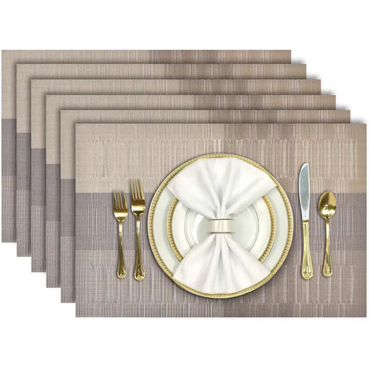Placemats Set of 6, Heat Resistant Place Mats, Washable PVC Table Mats, Woven Vinyl Plastic Placemats for Dining Table, Non-Slip Stain Resistant Kitchen Table Placemats Easy to Clean