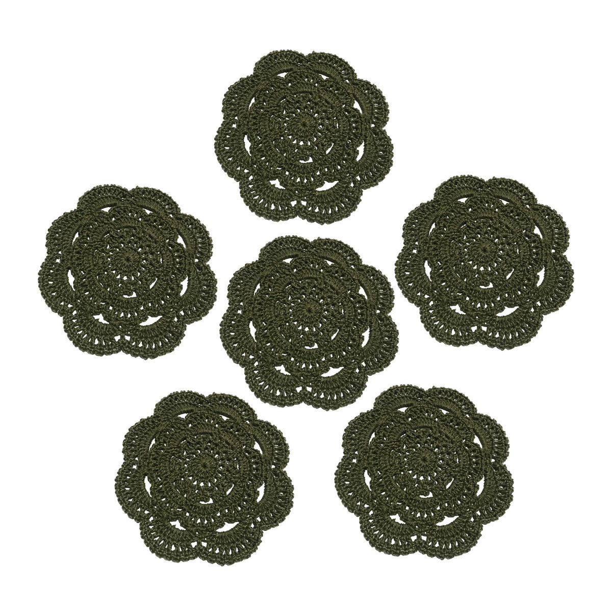 KuGuo Crochet Cotton Coasters, 6 Pack, 6 Inch Round, White