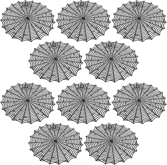 10 Pcs Halloween Spider Web Placemats, Hollow Spiderweb Coasters Placemat