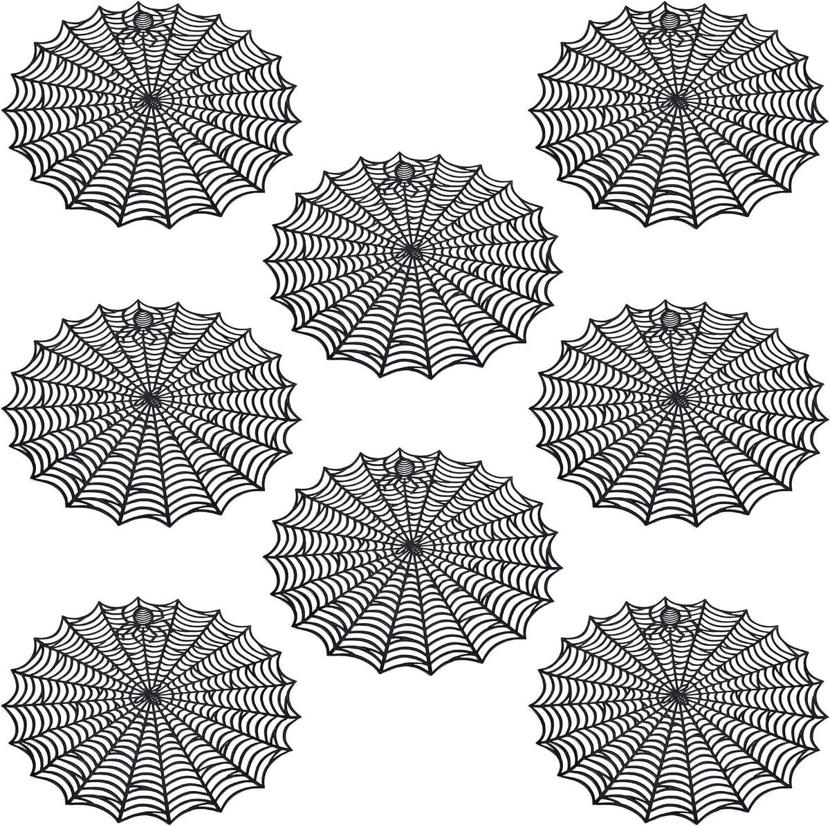 8 Pcs Halloween Spider Web Placemats, 15" Non Slip Halloween Table Mats