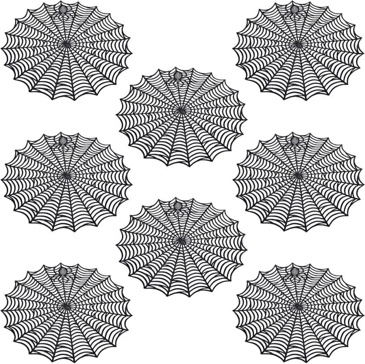 8 Pcs Halloween Spider Web Placemats, 15" Non Slip Halloween Table Mats