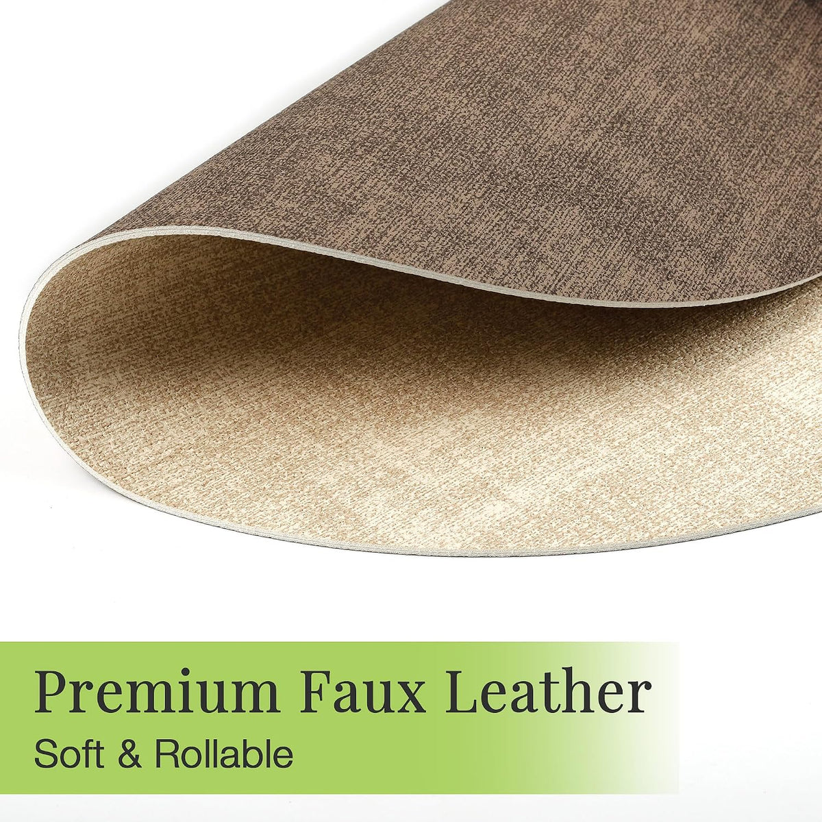 Fyvva Placemats Set of 6, 13" Round Reversible Faux Leather with Coasters