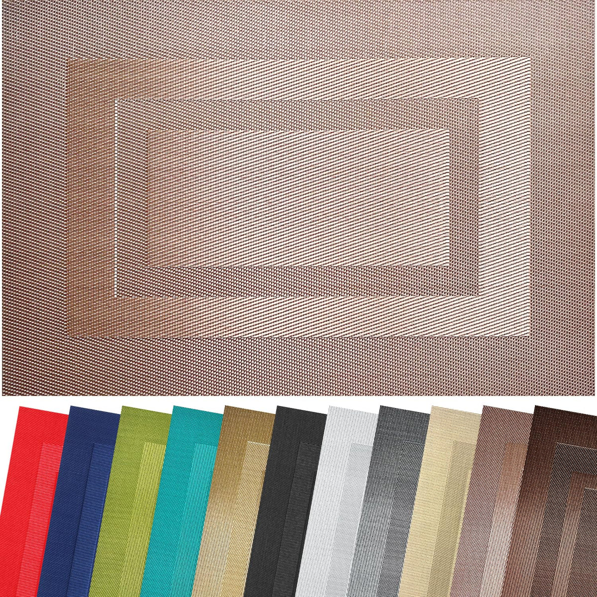 PIGCHCY Beige Placemats Set of 4 Vinyl PVC Durable Place Mats for Dining Table,Heat Resistant Non-Slip Woven Tabel Mats (18x12 inches, Beige)