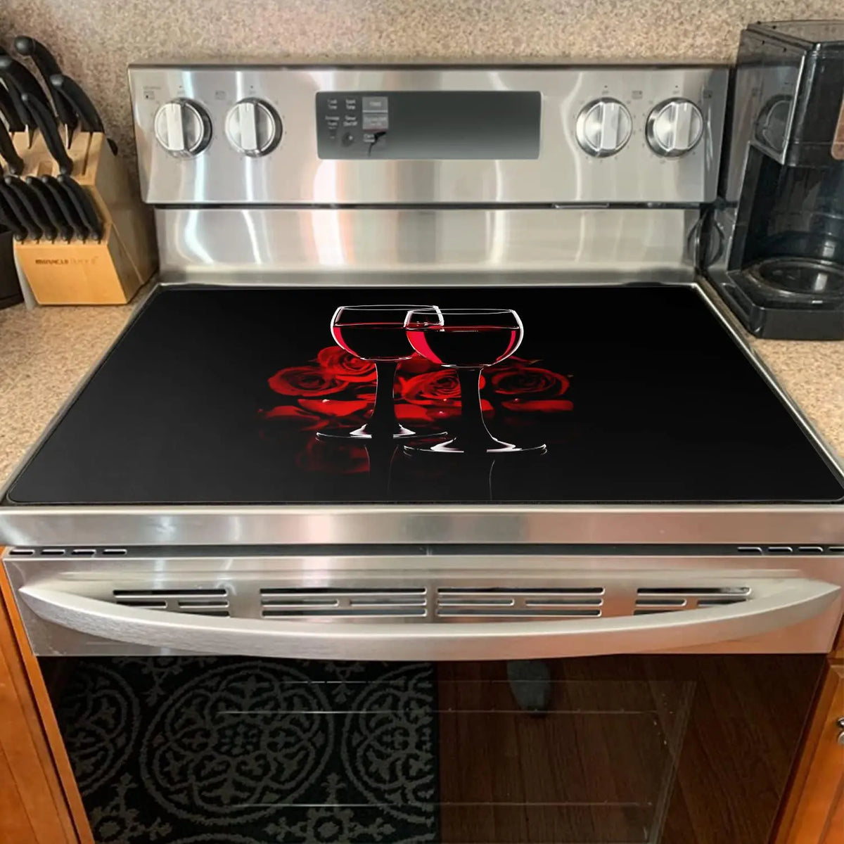 Modern Kitchen Stove Top Rubber Mat, 1 Count Waterproof & Heat Resistant Kitchen Stove Top Mat with 2 Hooks, Kitchen Decorative Placemat for Home Dining Room Barbecue Office, Dinnerware, Kitchenware, Household Placemat