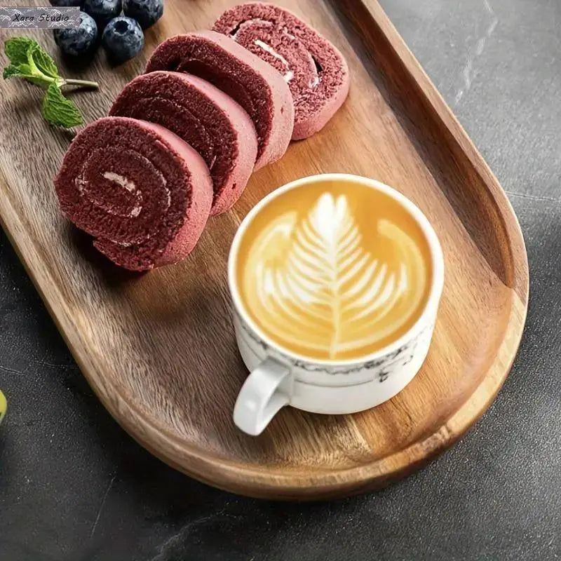 Classic Japanese Minimalist Solid Wood Serving Tray - 1pc Durable Indoor Tableware, Lightweight Counter Space Saver, Coffee & Tea Display Home Decor Accessory