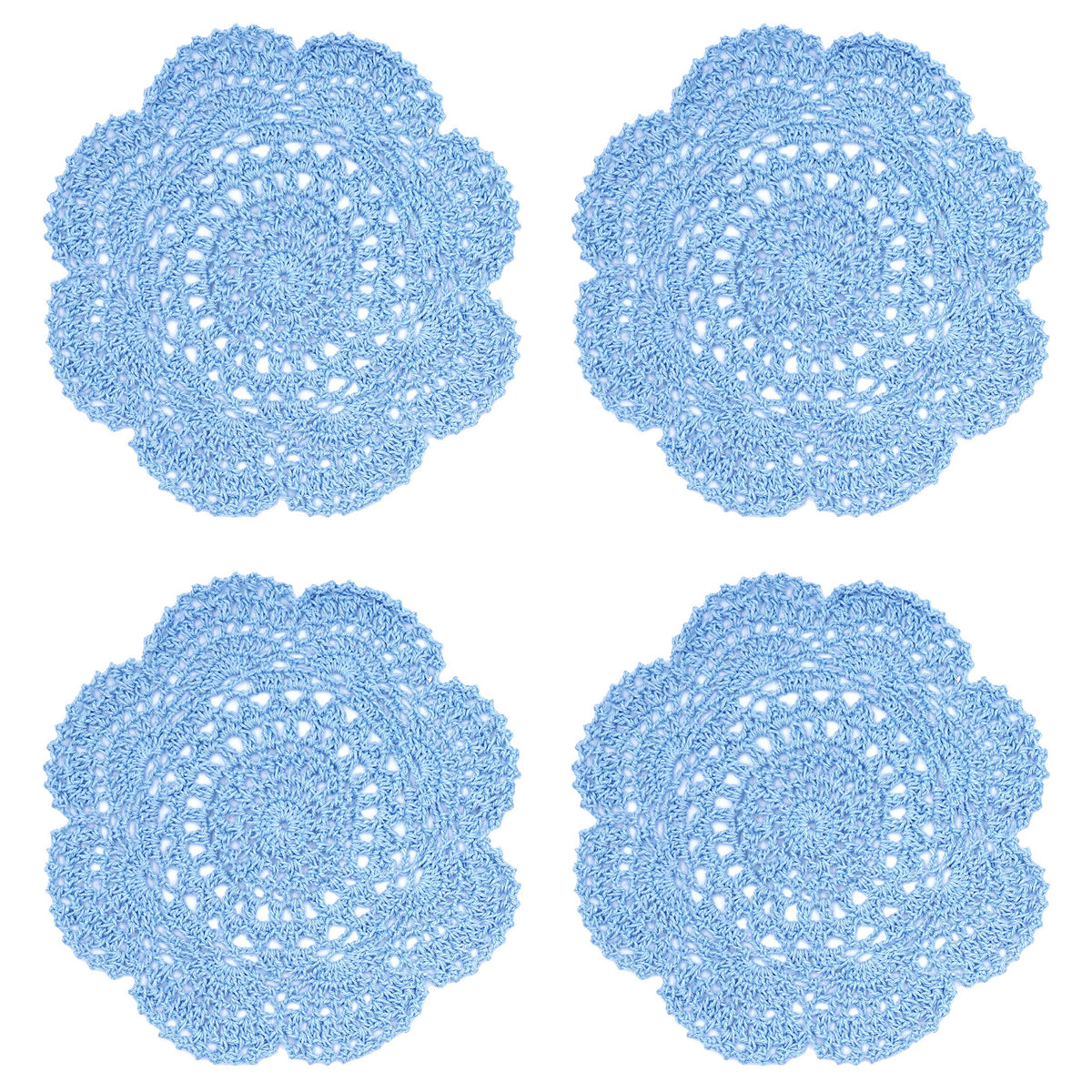 Phantomon 8 Inch Doilies Crochet Round Lace Doily Handmade Placemats 100% Cotton Crocheted Coasters, Pack of 4 (Burgundy)
