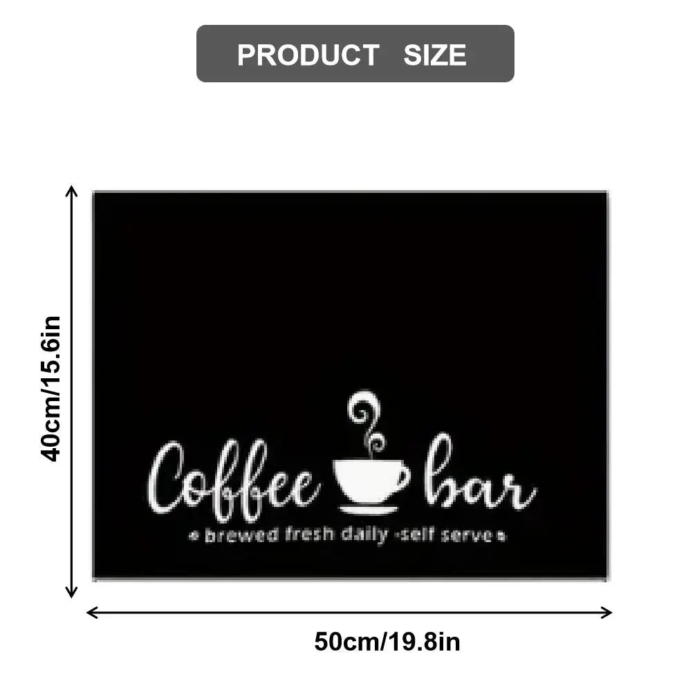 Coffee-Themed Kitchen Mat, Coffee Bar Mat, 1 Count Non-Slip Kitchen Placemat, Absorbent Coffee Machine Mat, Kitchen Decorative Mat for Coffee Maker and Bowl Rack, Coasters