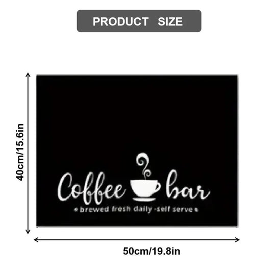 Coffee-Themed Kitchen Mat, Coffee Bar Mat, 1 Count Non-Slip Kitchen Placemat, Absorbent Coffee Machine Mat, Kitchen Decorative Mat for Coffee Maker and Bowl Rack, Coasters