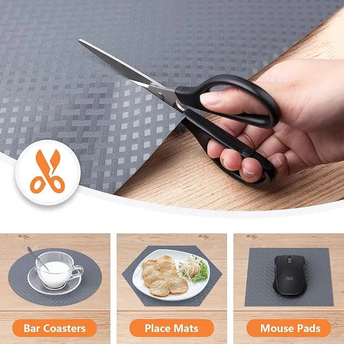 Shelf Liners for Kitchen Cabinets Refrigerator Liners Waterproof & Oil-Proof Kitchen Cupboard Liner Plastic Drawer Mats EVA Material Non Adhesive Fridge Liner for Shelves Gray 11.8 x 59 Inch Coasters Tableware, Kitchenware, Waterproofing