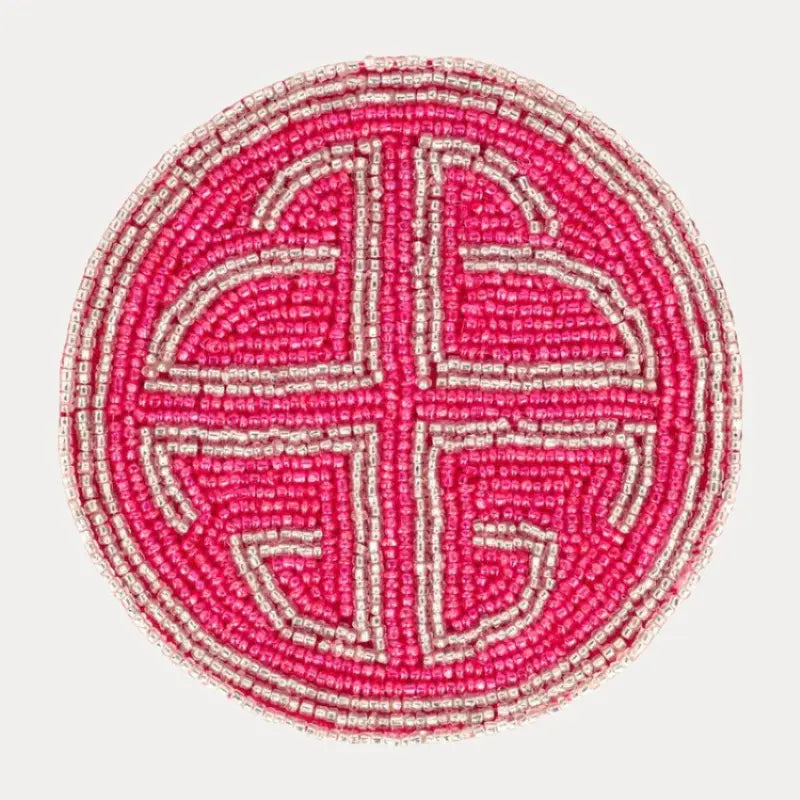 BuDhaGirl Luxe Hand-Beaded Embroidered 4-in Circle Indian Patterned Drink Coasters - Set of 4, Indoor Kitchen Tableware Accessory